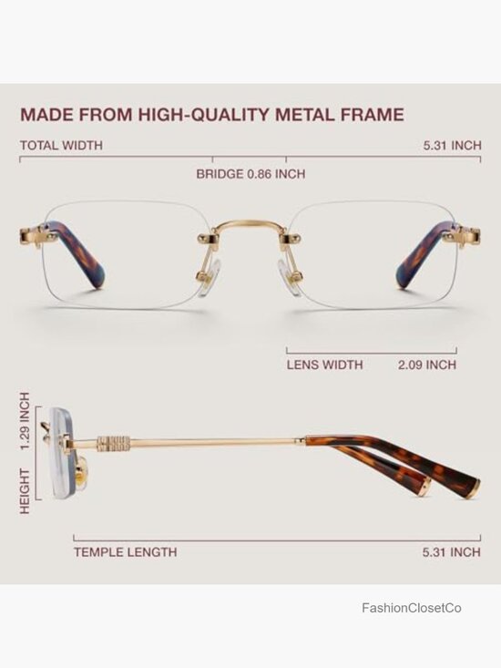 Rimless Reading Glasses with Blue Light Protection for Women